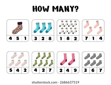 Hoja de cálculo de conteo de calcetines para niños: cuánta actividad matemática
