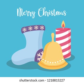 sock decorative with bell and candle of christmas