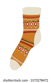 Sock design, Merry christmas season decoration card invitation celebration and holiday theme Vector illustration