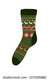 Sock design, Merry christmas season decoration card invitation celebration and holiday theme Vector illustration