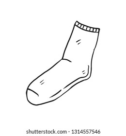 sock doodle drawing hand drawn illustrated, isolated on white background