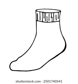 Sock. Doodle. Element of clothing. Vector stock illustration. Isolated on white background. 