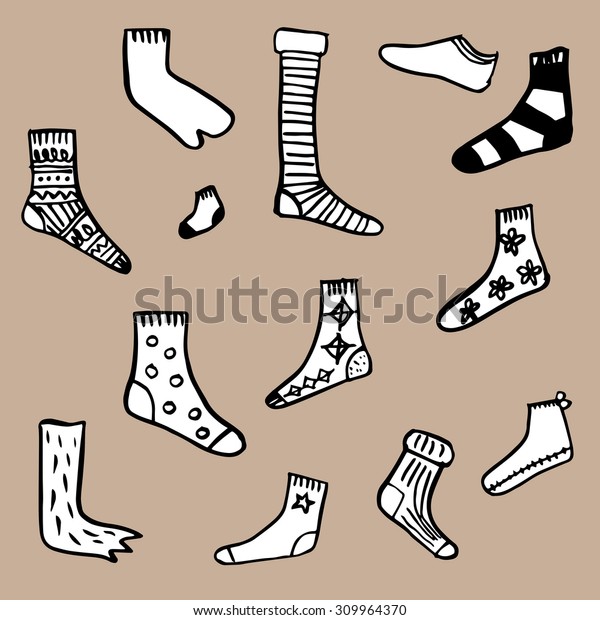 Sock Doodles Isolated Line Drawings Stock Vector (Royalty Free ...