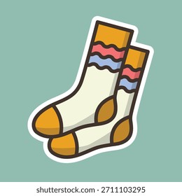 sock editable cartoon style sticker vector