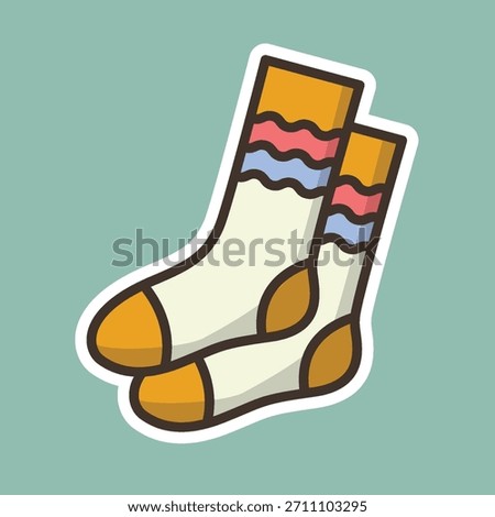 sock editable cartoon style sticker vector
