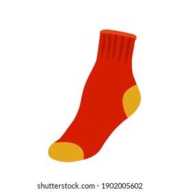 Sock. Element Of Children Clothing For The Foot. Bright Color. Funny Object Isolated On White. Flat Cartoon