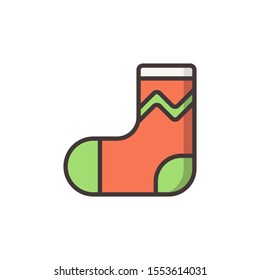Sock Filled Outline with Soft Color and Detailed Shadow, Vector Editable