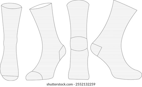 sock flat sketch design for manufacturing mock up 