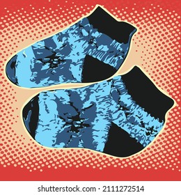Sock for gifts pop art retro style. Vector cartoon