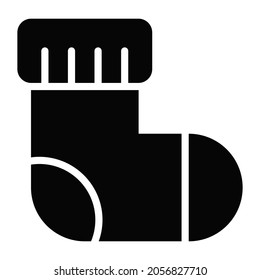 sock glyph icon, Merry Christmas and Happy New Year icons for web and mobile design.