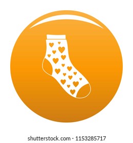 Sock with heart icon. Simple illustration of sock with heart vector icon for any design orange