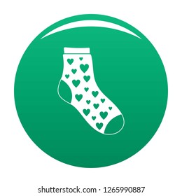 Sock with heart icon. Simple illustration of sock with heart vector icon for any design green