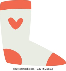 Sock With Heart Vector Illustration