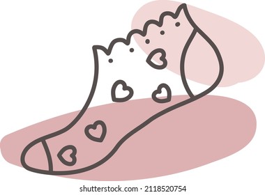 Sock with hearts, illustration, vector on a white background.