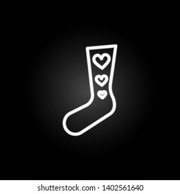 sock with hearts neon icon. Elements of Heartbeat set. Simple icon for websites, web design, mobile app, info graphics