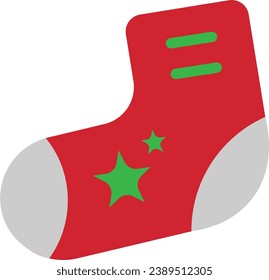 sock icon in christmas package with flat style