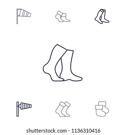 Sock icon. collection of 7 sock outline icons such as wind cone, socks. editable sock icons for web and mobile.