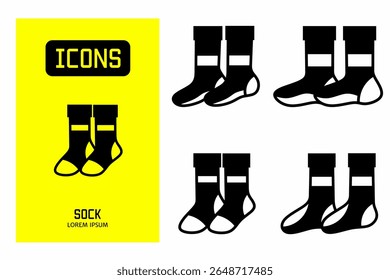 Sock icon. Collection vector illustration of icons for business. Black icon design.