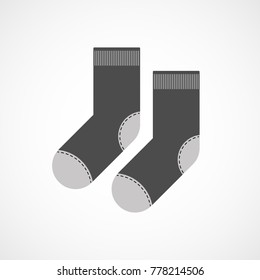 Sock icon in flat design. Vector illustration. Gray socks isolated