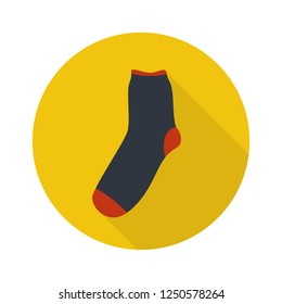 sock icon in flat style with long shadow, isolated vector illustration on white transparent background.