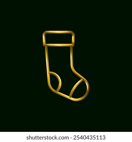 Sock icon, golden metallic thin 3d lines vector illustration collection.