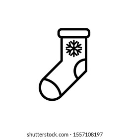 Sock icon isolated on white background from winter collection. Flat vector stockings icon symbol sign from modern clothes collection for mobile concept and web apps design.