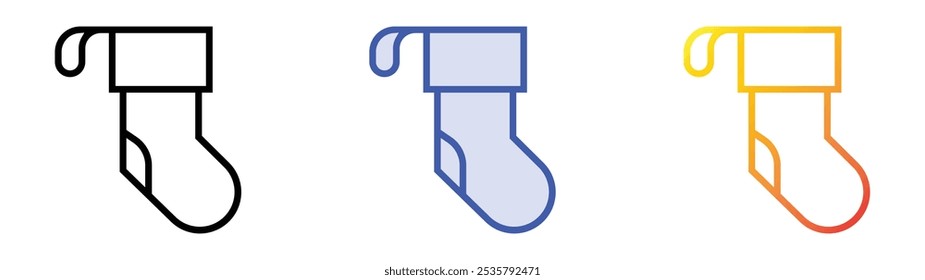 sock icon. Linear, Blue Fill and Gradient Style Design Isolated On White Background