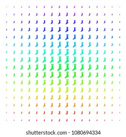 Sock icon rainbow colored halftone pattern. Vector sock objects organized into halftone grid with vertical rainbow colors gradient. Designed for backgrounds, covers and abstraction compositions.