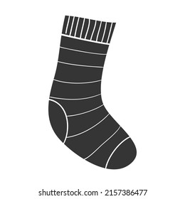 Sock Icon Silhouette Illustration. Winter Wear Vector Graphic Pictogram Symbol Clip Art. Doodle Sketch Black Sign.