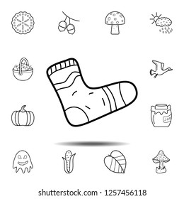 Sock icon. Simple outline vector element of Autumn icons set for UI and UX, website or mobile application