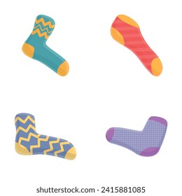 Los iconos de acoplamiento establecen el vector de dibujos animados. Banda de varios colores y patrones. Elemento de ropa de moda