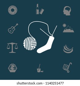 Sock Knitting needles vector icon