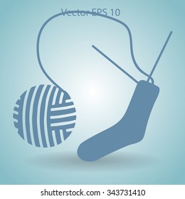 Sock Knitting needles vector icon