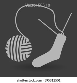 Sock Knitting needles vector icon