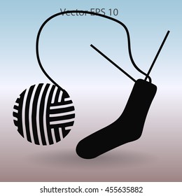 Sock Knitting needles vector icon