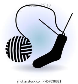 Sock Knitting needles vector icon