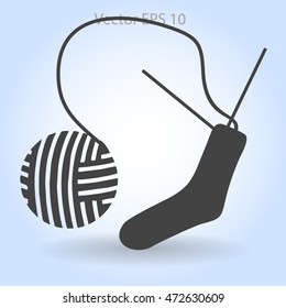 Sock Knitting needles vector icon