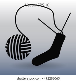 Sock Knitting needles vector icon