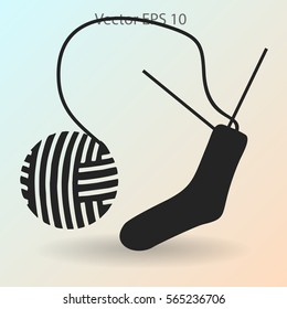 Sock Knitting needles vector icon