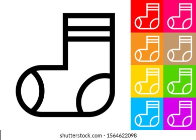 Sock. Line Icon With Different Color Background.