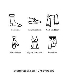 Sock, Low Shoe, Neck Scarf, Necktie, Nightie Dress, Pants, icon