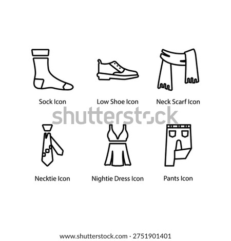 Sock, Low Shoe, Neck Scarf, Necktie, Nightie Dress, Pants, icon