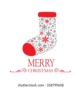 sock made from snowflakes on white background