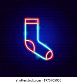 Sock Neon Sign. Vector Illustration of Clothing Promotion.