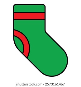 Sock With Pattern Flat Icon Isolated On White Background