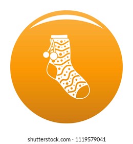 Sock with pompon icon. Simple illustration of sock with pompon vector icon for any design orange
