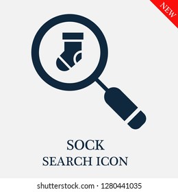 Sock search icon. Editable Sock search icon for web or mobile.