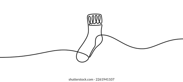 Sock shape drawing by continuos line, thin line design vector illustration