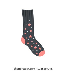Sock with star icon. Flat illustration of sock with star vector icon for web