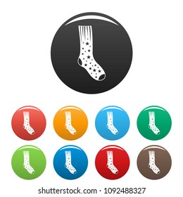 Sock with star icon. Simple illustration of sock with star vector icons set color isolated on white